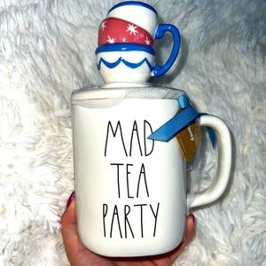 New Rae Dunn MAD TEA PARTY  ALICE in Wonderland Mug with Topper